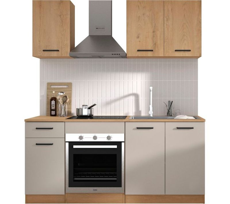 Cuisine Complète Linéaire Alpaga 180 Cm Chêne Silva / Gris - Gami