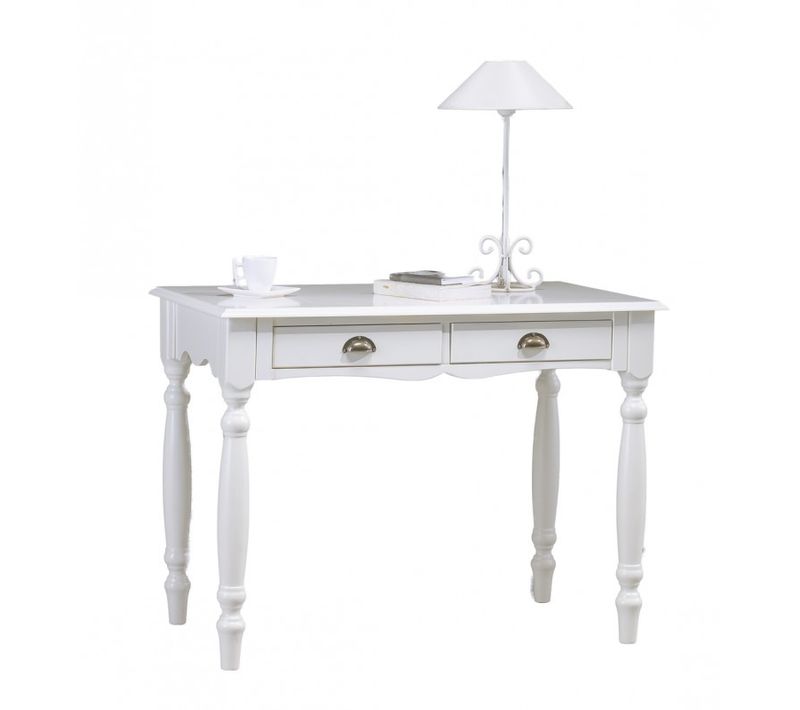 Bureau Blanc 2 Tiroirs Charme