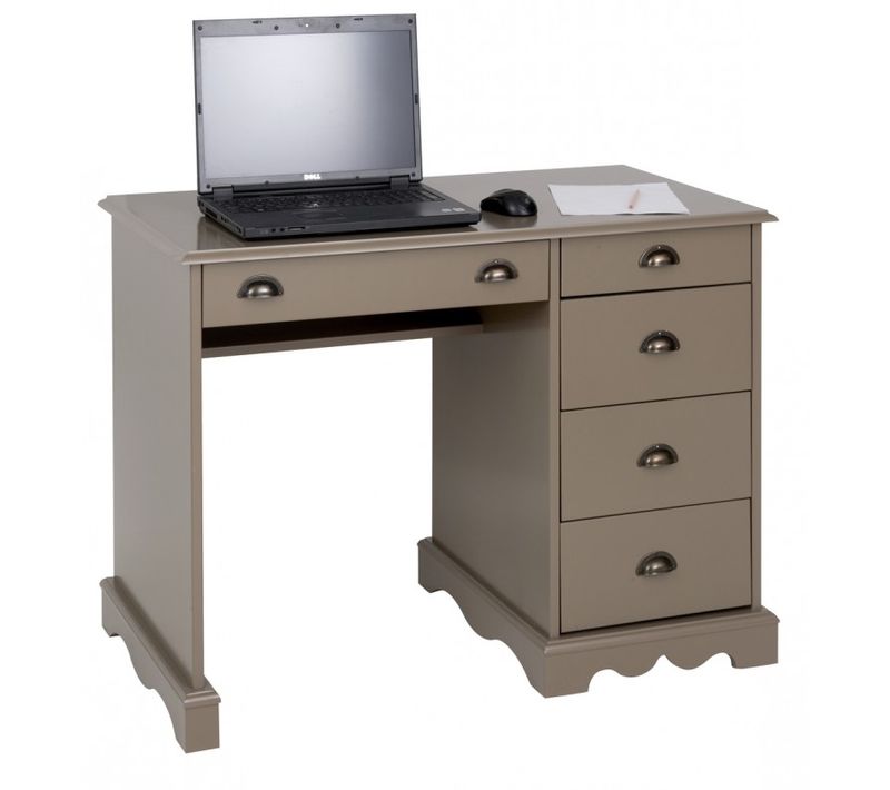 Bureau Taupe 5 Tiroirs Style Anglais