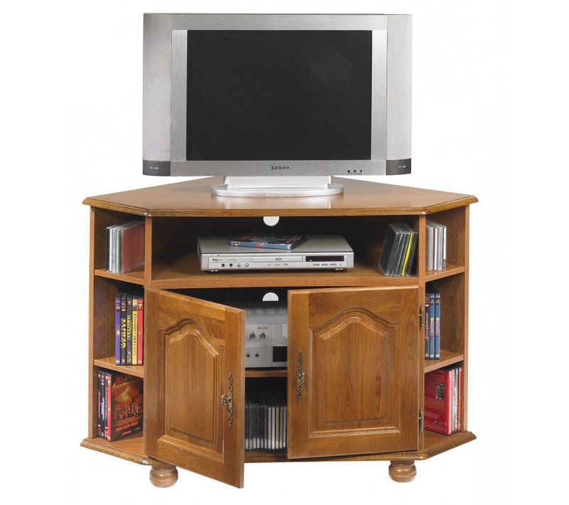 Meuble TV D'angle Chêne 2 Portes