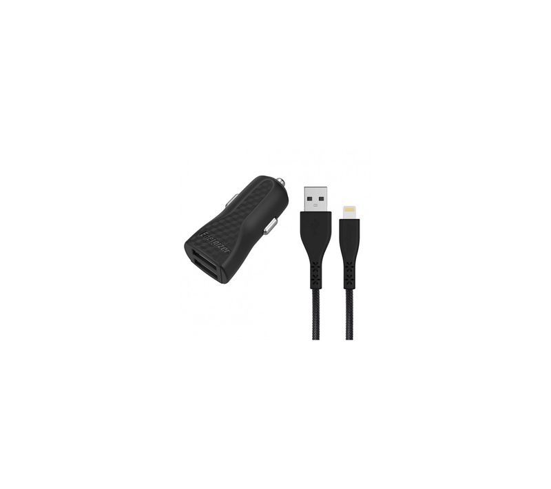 Chargeur Voiture - 3.4 A - 2 Usb - Câble Lightning Inclus/ Compatible Mfi - Prise Allume