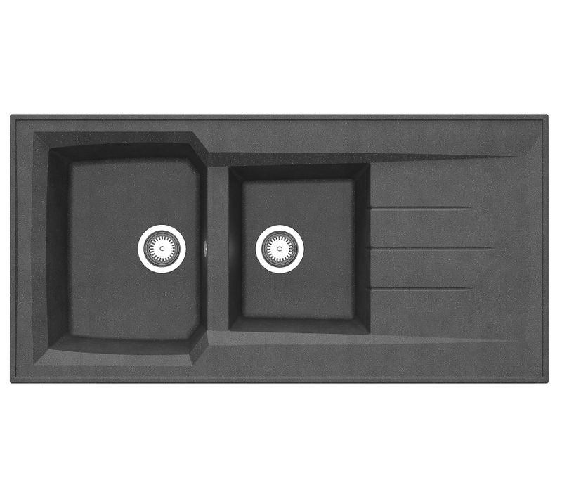 Evier résine 2 bacs 120x60 cm MONTREAL Noir