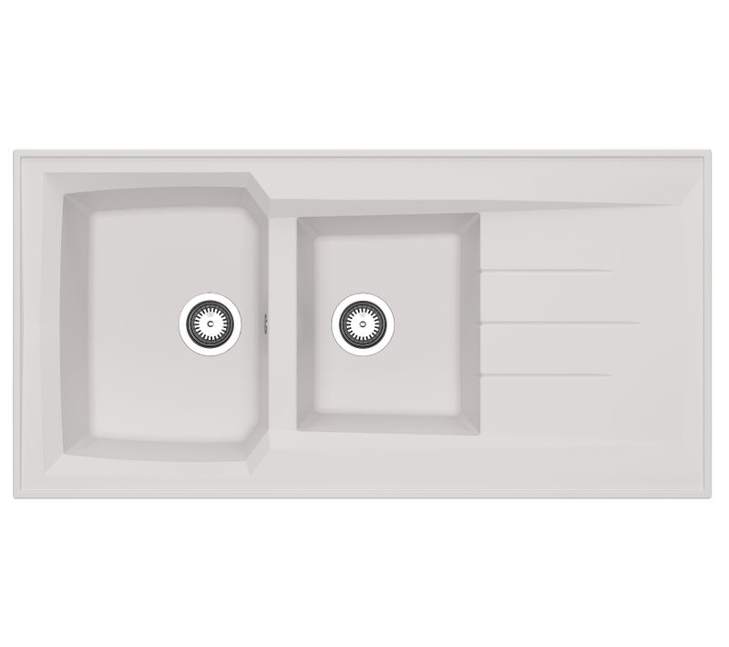 Evier résine 2 bacs 120x60 cm MONTREAL Blanc