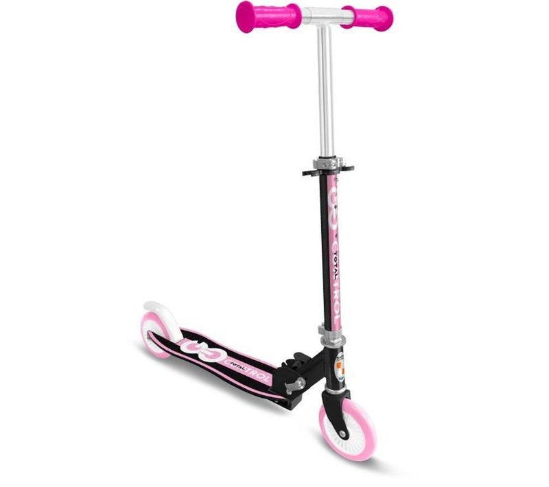 Trottinette Pliable Skids Control - Plateau Ergonomique, Rose, Hauteur Réglable