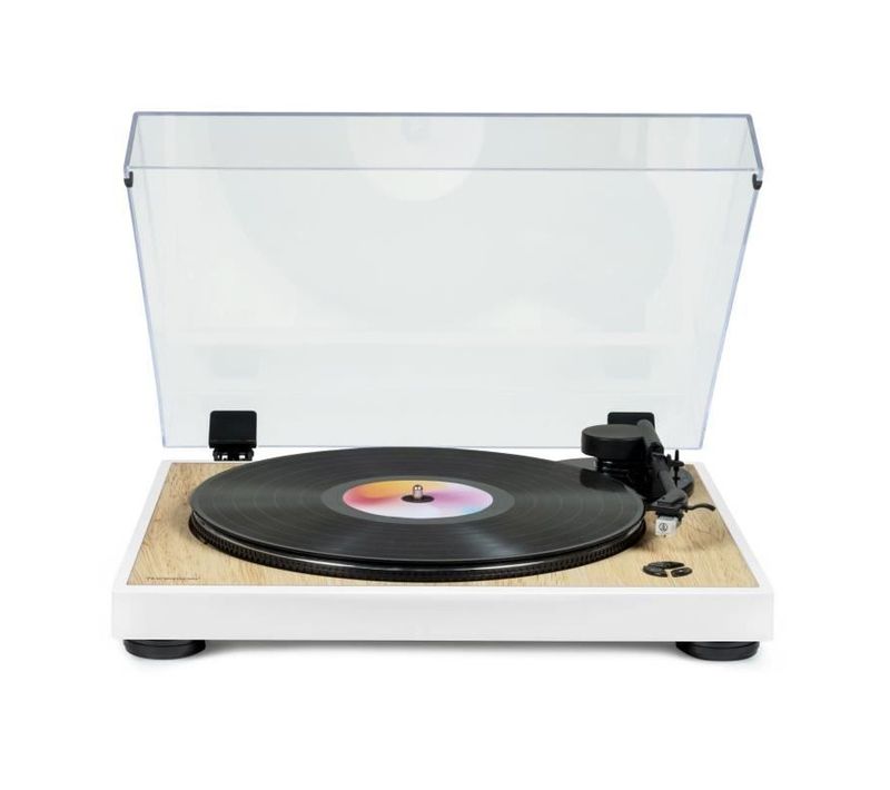 Platine Vinyle Design 33 Et 45 Tours Tête De Lecture Audiotechnica At3600l  Bois Et Blanc