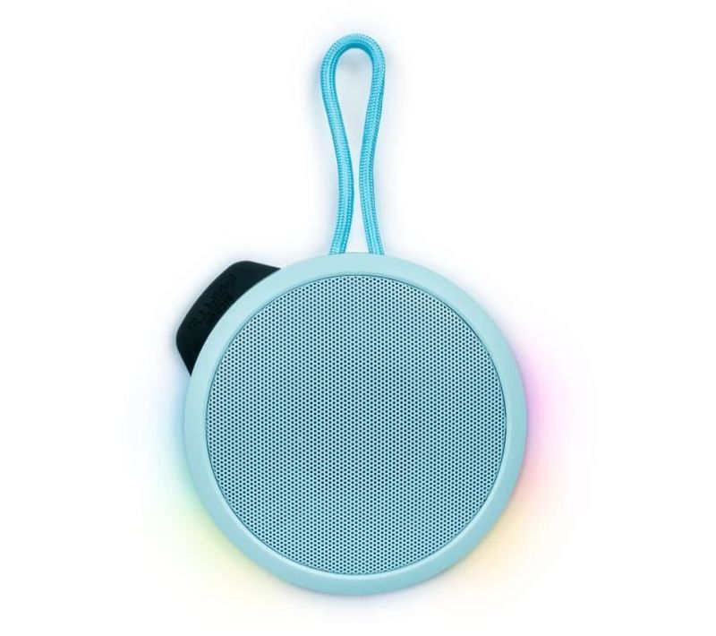 Bigben Party - Enceinte Bluetooth Ronde Avec Dragonne Et Effets Lumineux - 15w - Bleu Pastel