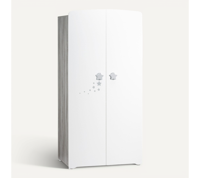 New Nao - Armoire Chambre Bébé 2 Portes - Etoiles Grises
