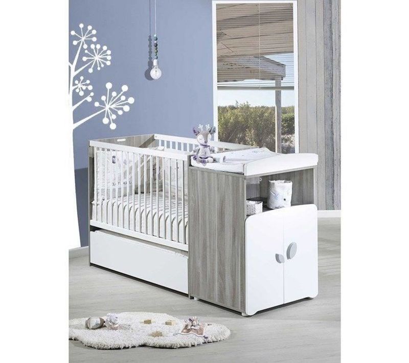 Lit Combiné - 120x60cm - Evolutif En 90x190cm - Babyprice Leaf - En Bois Gris