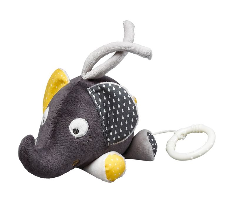Peluche Mini Musical Eléphant En Velours Gris