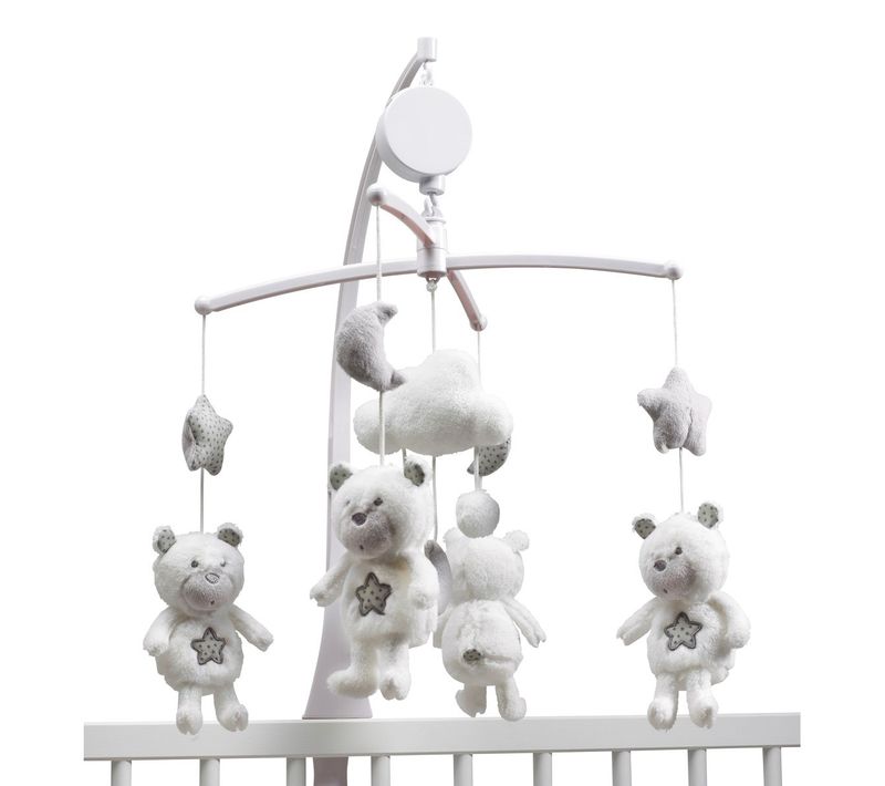 Mobile Musical Bébé Ours En Polyester Blanc