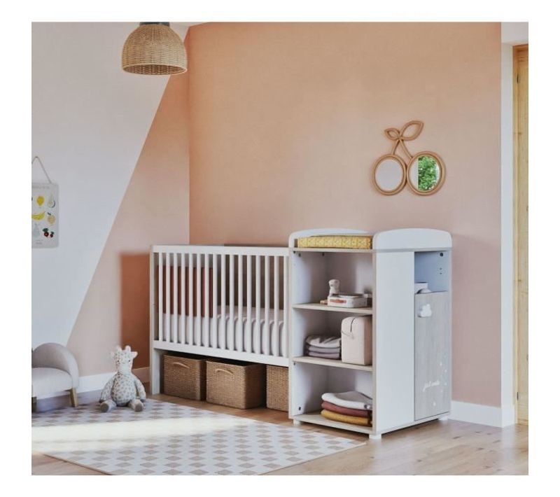 Lit Combiné - 120x60cm - Evolutif En 90x190cm - Babyprice Smile - Hetre