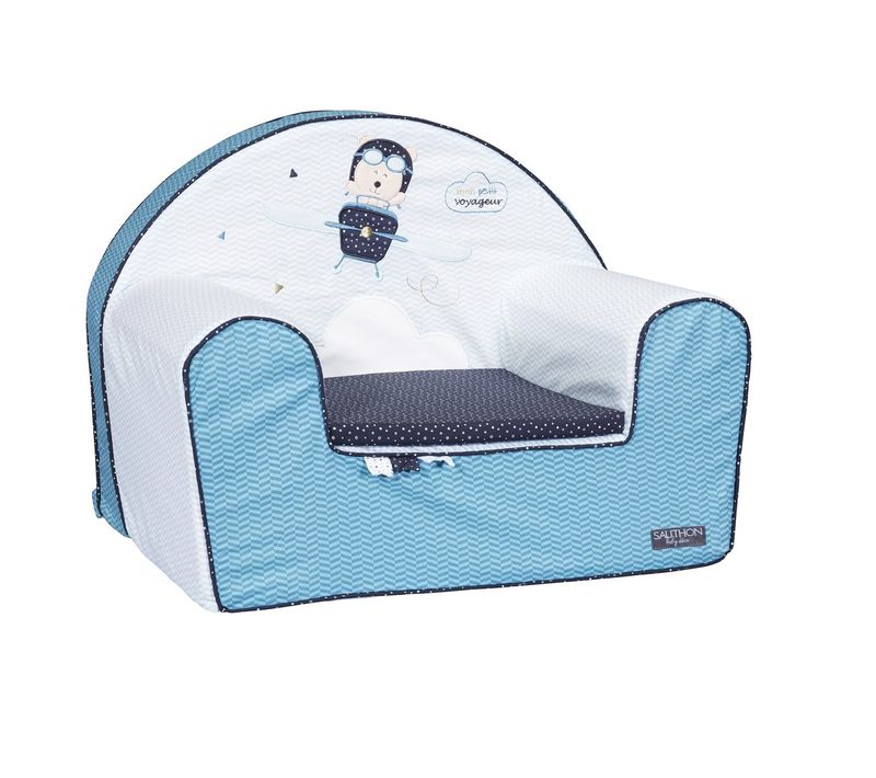 Fauteuil Club 42x51cm En Coton Bleu