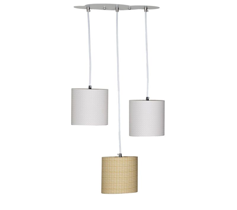 Suspension Lumineuse Trio Plafonnier En Coton Beige