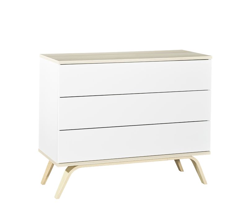Commode 3 Tiroirs Serena - Blanc Et Bois