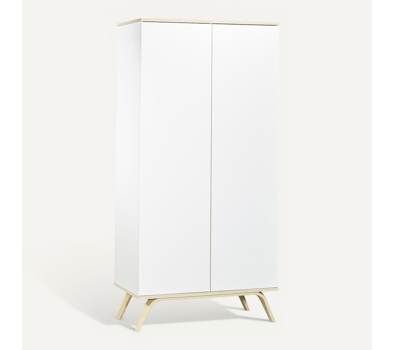 Armoire 2 Portes Serena - Blanc Et Bois