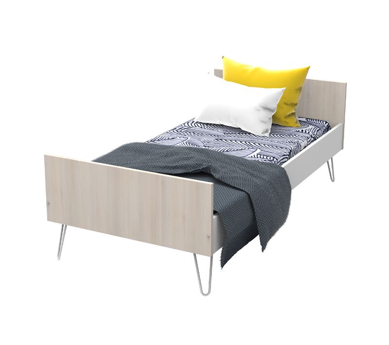 Lit 90x190 Happy - Blanc Et Bois