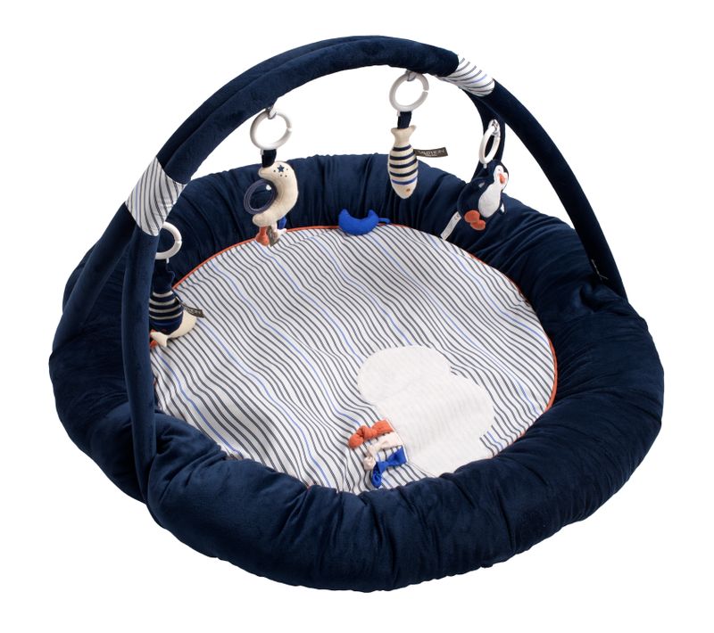 Tapis D'éveil Marinière En Velours Bleu