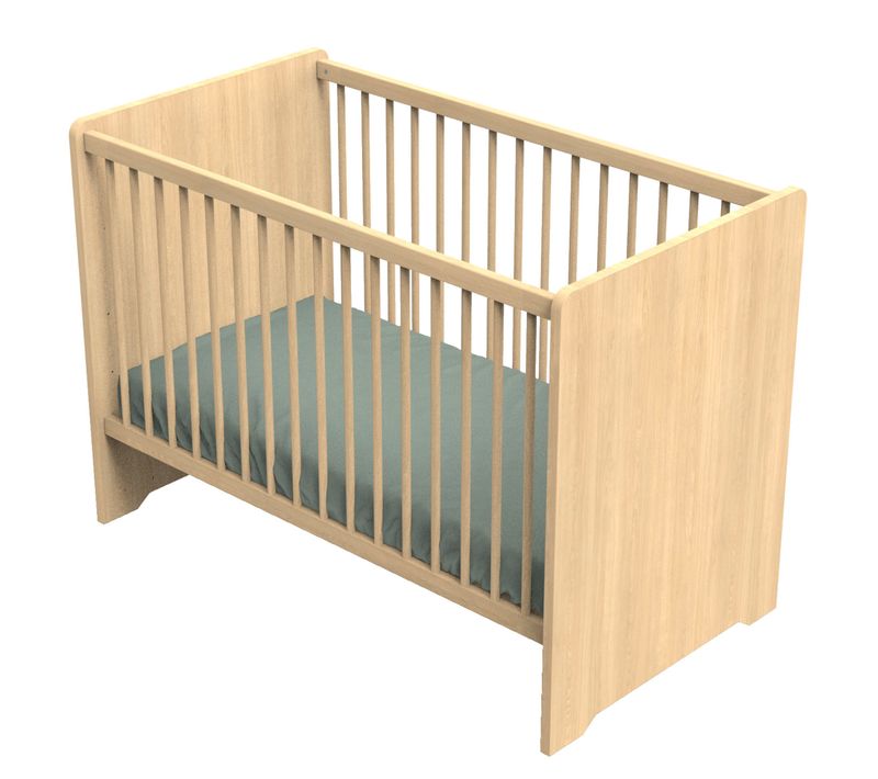 Lit Bébé 120 X 60 Avec Têtes De Lit Arrondies En Bois Décor Chêne Miel