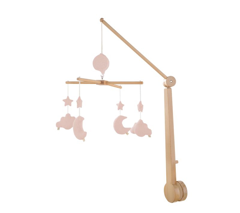 Mobile Musical Bébé En Bois Avec 4 Jouets