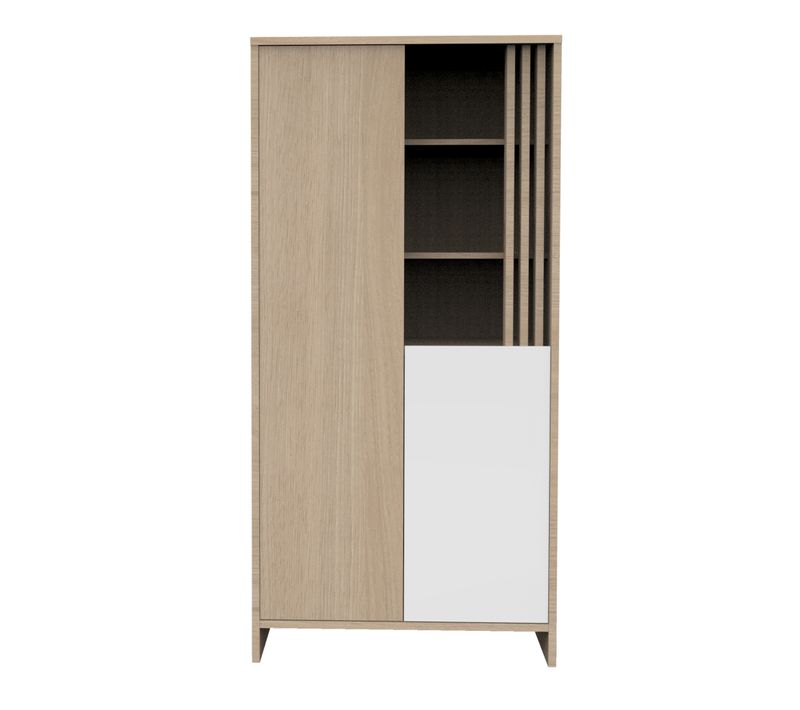 Armoire 2 Portes Et 1 Niche Avec Claustra En Bois Décor Chêne Suave