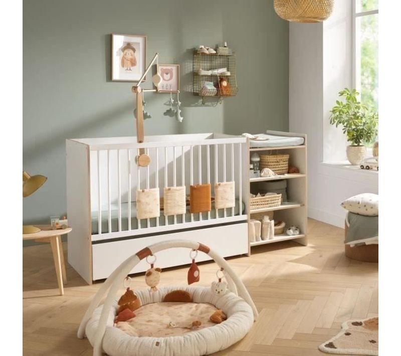 Lit Bébé Combiné - 120x60cm - Evolutif En 90x190cm - Babyprice First - En Bois Et Chant Bois