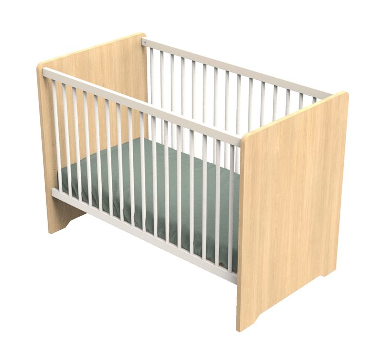 Lit Bébé 120 X 60 Avec Têtes De Lit Arrondies En Bois Décor Chêne Miel