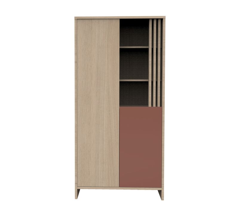 Armoire 2 Portes Et 1 Niche Avec Claustra En Bois Décor Chêne Suave