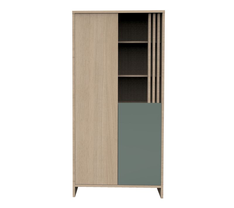 Armoire 2 Portes Et 1 Niche Avec Claustra En Bois Décor Chêne Suave