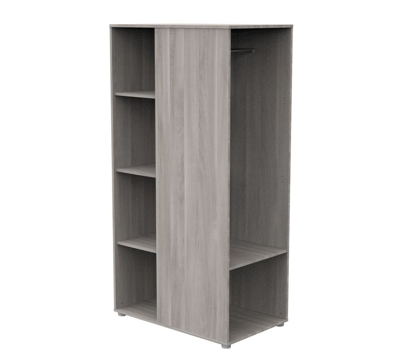 Meuble De Rangement Avec Étagères Et Penderie En Décor Bois