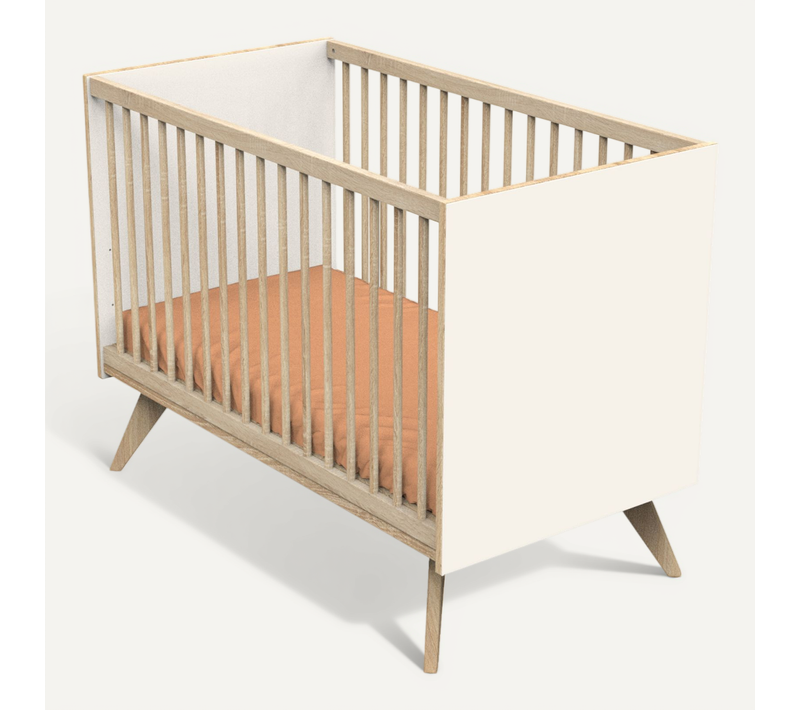 Lit Bébé 120x60 à Barreaux Sur Pieds Décor Vanille