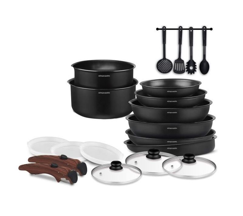 Batterie De Cuisine - Tous Feux Dont Induction - Aluminium - Anti-adhésif - 20 Pieces
