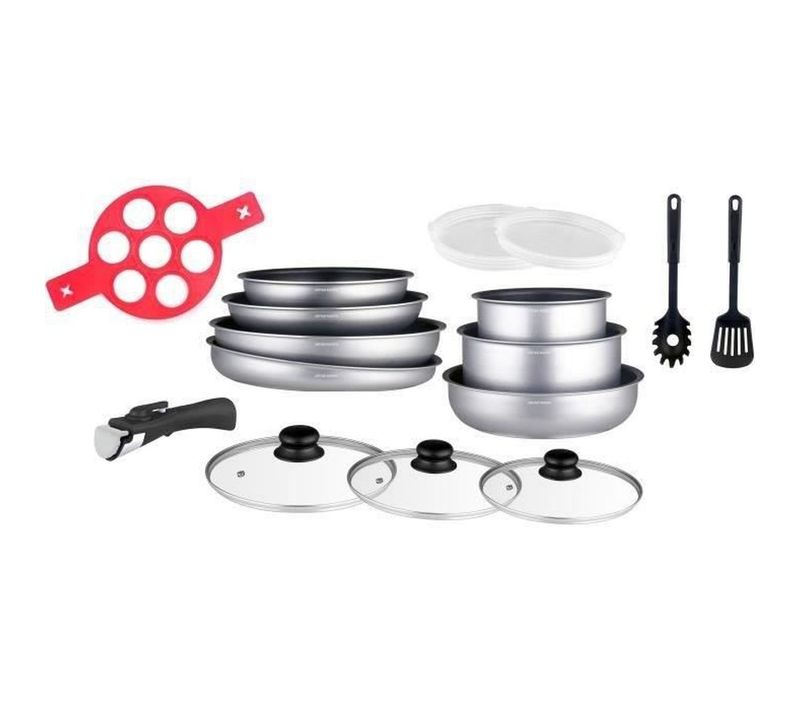Batterie De Cuisine 16 Pièces Aluminium - Poignée Amovible - Tous Feux (induction)