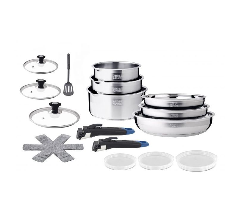 Batterie De Cuisine 20 Pièces Acier Inoxydable 18/10 Haute Gamme  Am2254