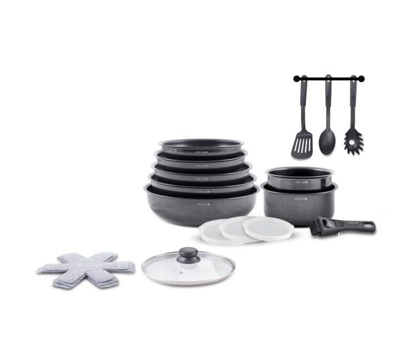 Batterie De Cuisine - Tous Feux Dont Induction - Ac1824 - Aluminium - 18 Pieces - Anti-adhérent