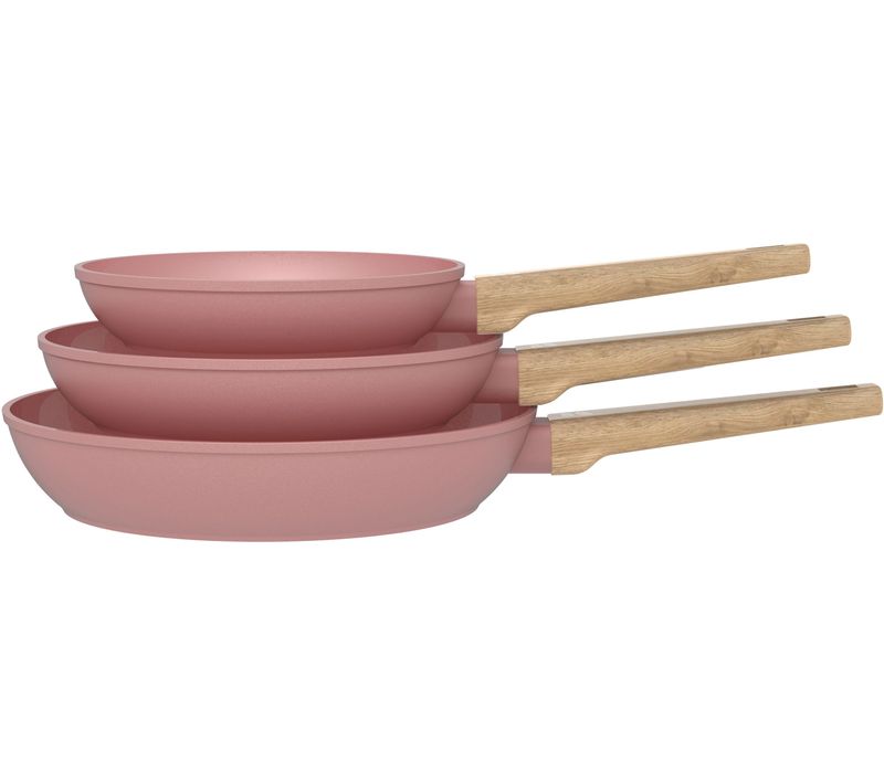 Set De 3 Poeles - Tous Feux Dont Induction - Am5388 - Revetement Céramique - Ø 20-24-28 Cm - Rose