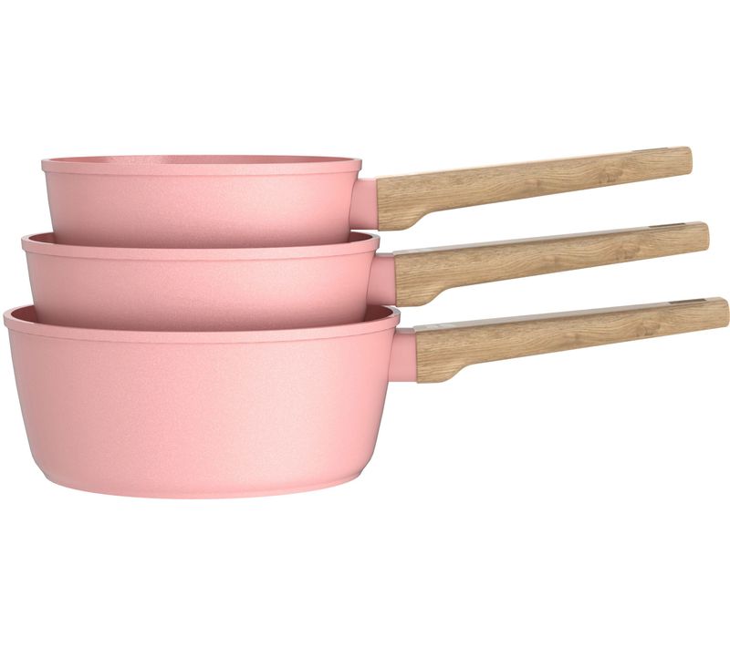 Set De 3 Casseroles - Tous Feux Dont Induction - Am0702 - Revetement Céramique - Ø 16-18-20 Cm - Ro