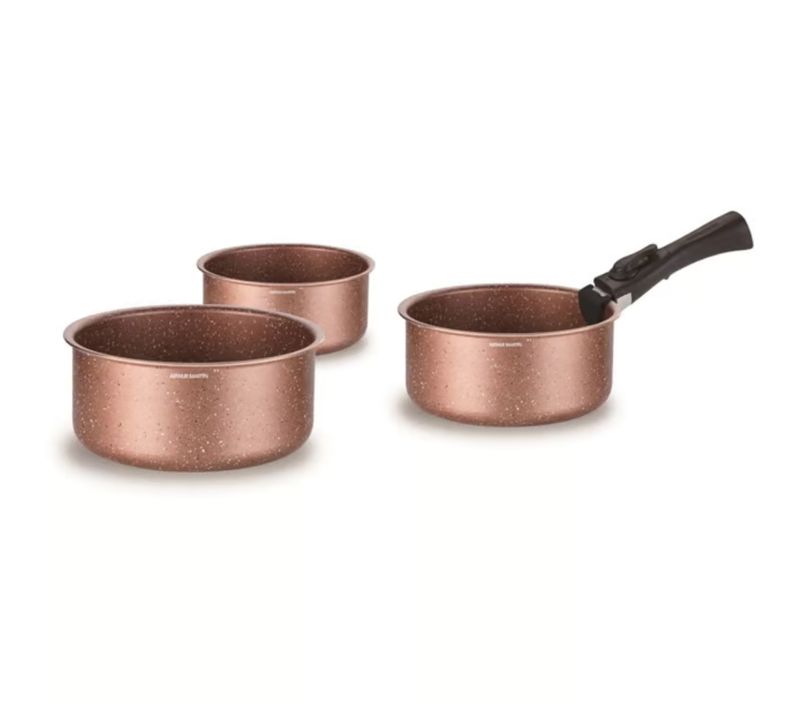 Set De 3 Casseroles Terracotta Tous Feux Arthur Martin 16-18-20 Cm Avec Une Poignée