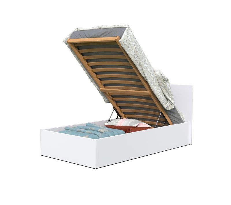 Lit Coffre Et Sommier 90x190 Madrid - Blanc