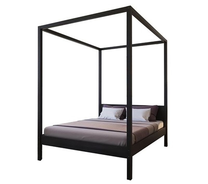 Lit Double à Baldaquin Romance 140x190 / Noir