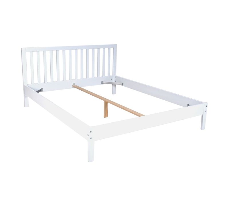 Weber Parker Lit Adulte 140 X 190 Cm En Bois Épicéa Massif - Contemporain - Blanc Laqué