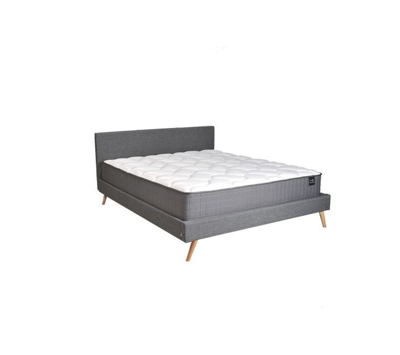 Lit Fjord 160x200 Tissu + 1 Sommier + 1 Matelas Carlton / Gris Foncé