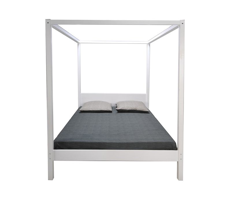 Lit Double à Baldaquin Romance 160x200 / Laqué Blanc