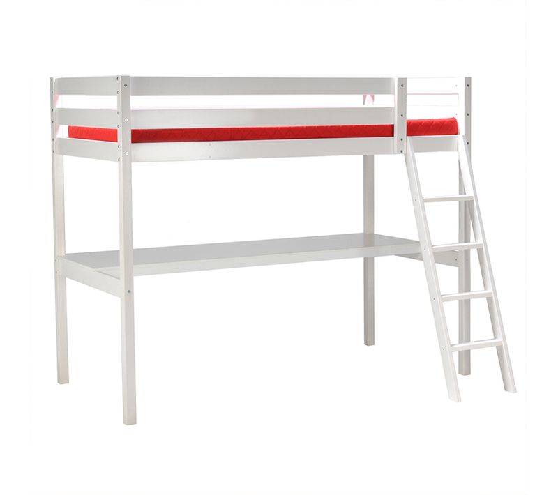 Lit Mezzanine 90x190 - Bureau - Sommier Inclus Kylian - Blanc