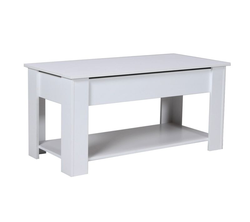 Table Basse Plateau Relevable Utah 100x50cm / Blanc