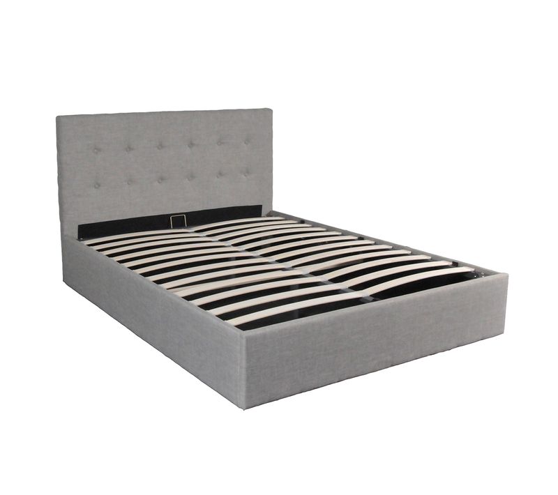 Lit Coffre 160x200 Sommier Inclus Mily Gris Clair