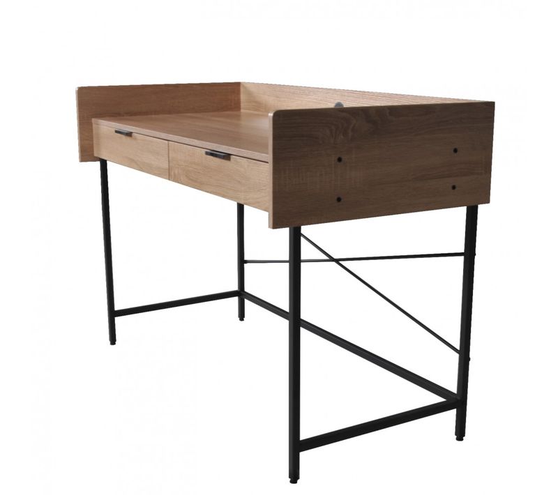 Bureau Campus 123x54cm / Décor Chêne Blanchi Et Métal Noir