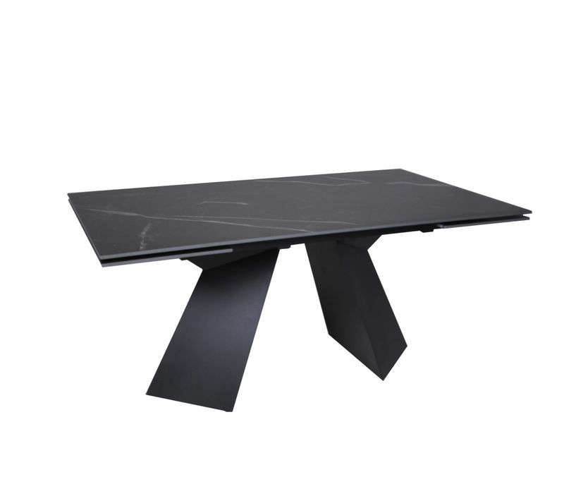 Table à Manger Extensible En Pierre Palacio 160x90cm + 2 Allonges De 40cm - 10 Personnes / Noir