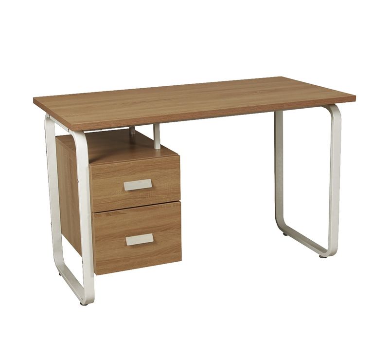 Bureau Pearl 120x60cm / Décor Chêne Blanchi Et Métal Blanc