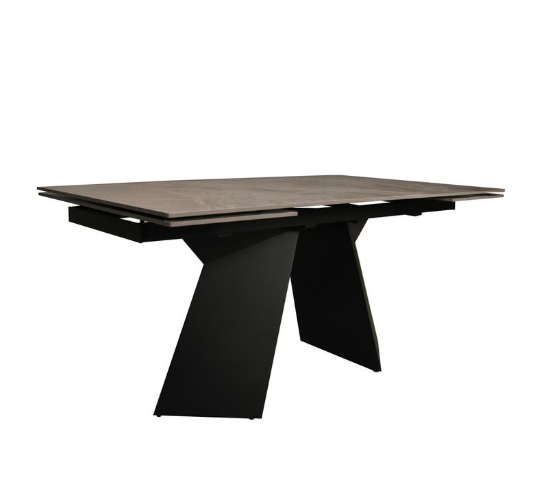 Table à Manger Extensible En Pierre Palacio 160x90cm + 2 Allonges De 40cm - 10 Personnes / Grise