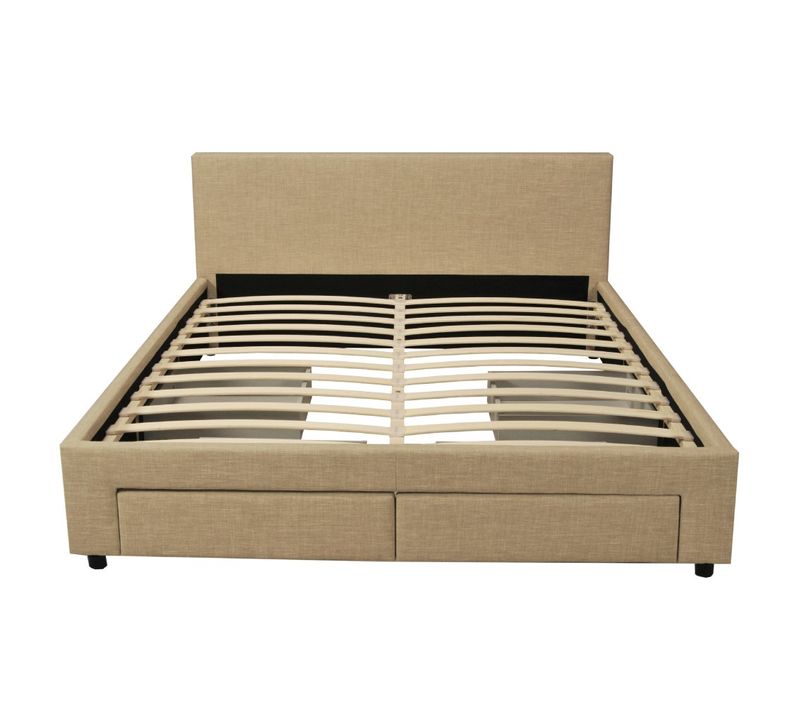 Lit Lugano 140x190 + 1 Sommier + 4 Tiroirs / Beige